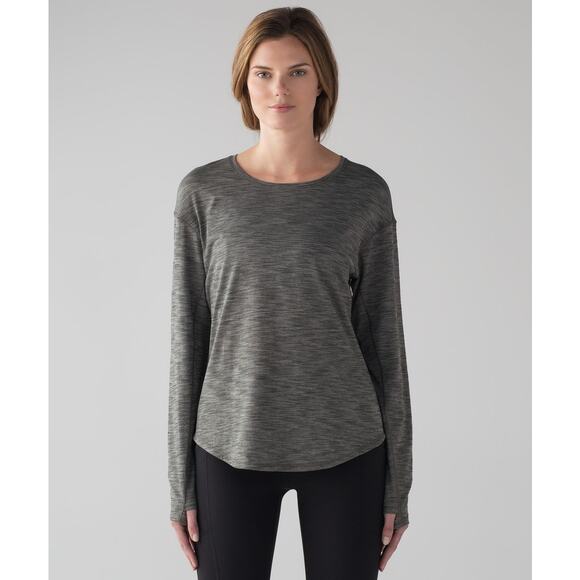 Lululemon Lost In Pace Long Sleeve – Heathered Dark Olive Green – Size 4 - Picture 1 of 8